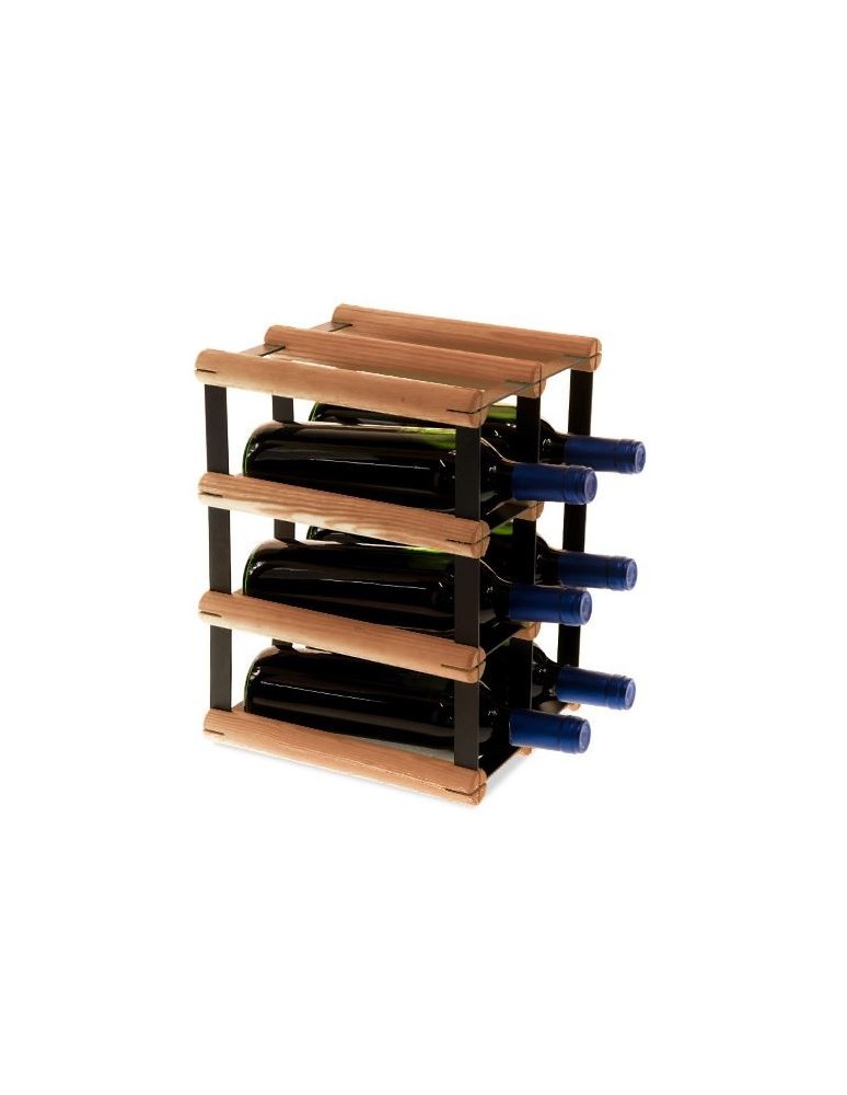 Regały na butelki szklane/PET RW-8  Przechowywanie alkoholu w domu - Stojak na 6 butelek RW-8 2x3 czerń·brąz - produkt MODO24.PL 1