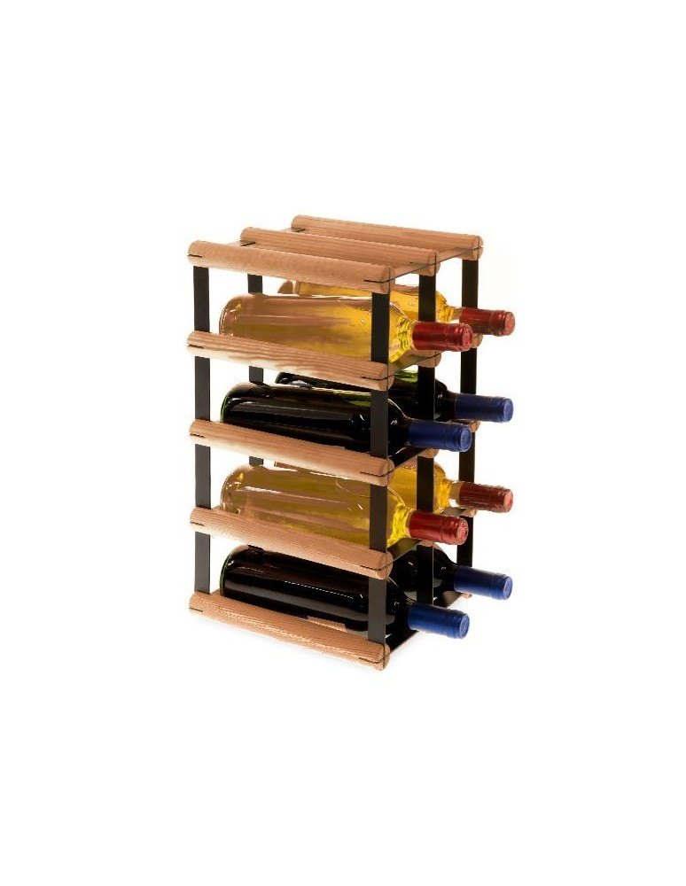 Regały na butelki szklane/PET RW-8  Przechowywanie alkoholu w domu - Stojak na 8 butelek RW-8 2x4 czerń·brąz - product MODO24.PL 2