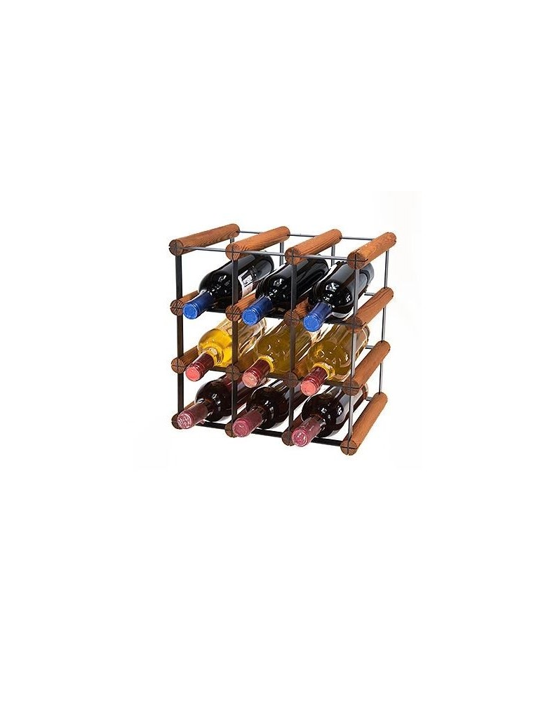 Regały na butelki szklane/PET RW-8  Przechowywanie alkoholu w domu - Stojak · 9 butelek RW-8 3x3 czerń·brąz - produkt MODO24.PL 1