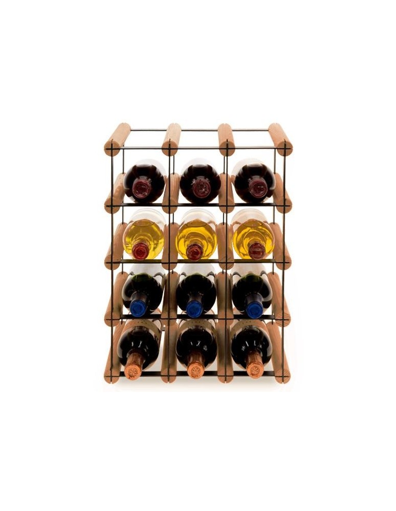 Regały na butelki szklane/PET RW-8  Przechowywanie alkoholu w domu - Stojak · 12 butelek RW-8 3x4 czerń·brąz - produkt MODO24.PL 1