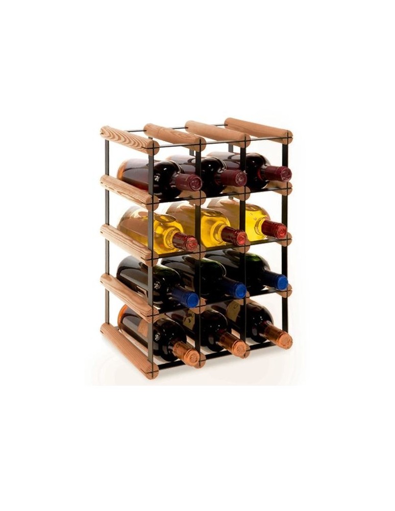 Regały na butelki szklane/PET RW-8  Przechowywanie alkoholu w domu - Stojak · 12 butelek RW-8 3x4 czerń·brąz - product MODO24.PL 2