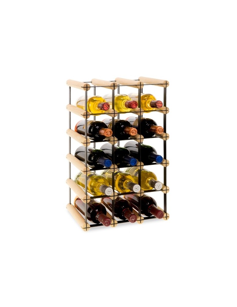 Regały na butelki szklane/PET RW-8  Przechowywanie alkoholu w domu - Stojak · 15 butelek RW-8 3x5 czerń·brąz - produkt MODO24.PL 1