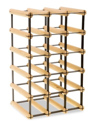 Regały na butelki szklane/PET RW-8  Przechowywanie alkoholu w domu - Stojak · 15 butelek RW-8 3x5 czerń·brąz - product 3