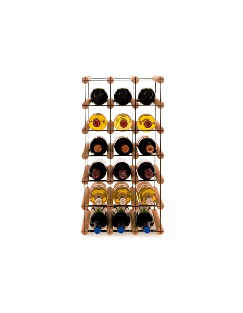 Regały na butelki szklane/PET RW-8  Przechowywanie alkoholu w domu - Stojak · 18 butelek RW-8 3x6 czerń·brąz - produkt MODO24.PL 1