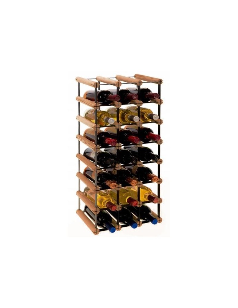Regały na butelki szklane/PET RW-8  Przechowywanie alkoholu w domu - Stojak · 21 butelek RW-8 3x7 czerń·brąz - produkt MODO24.PL 1
