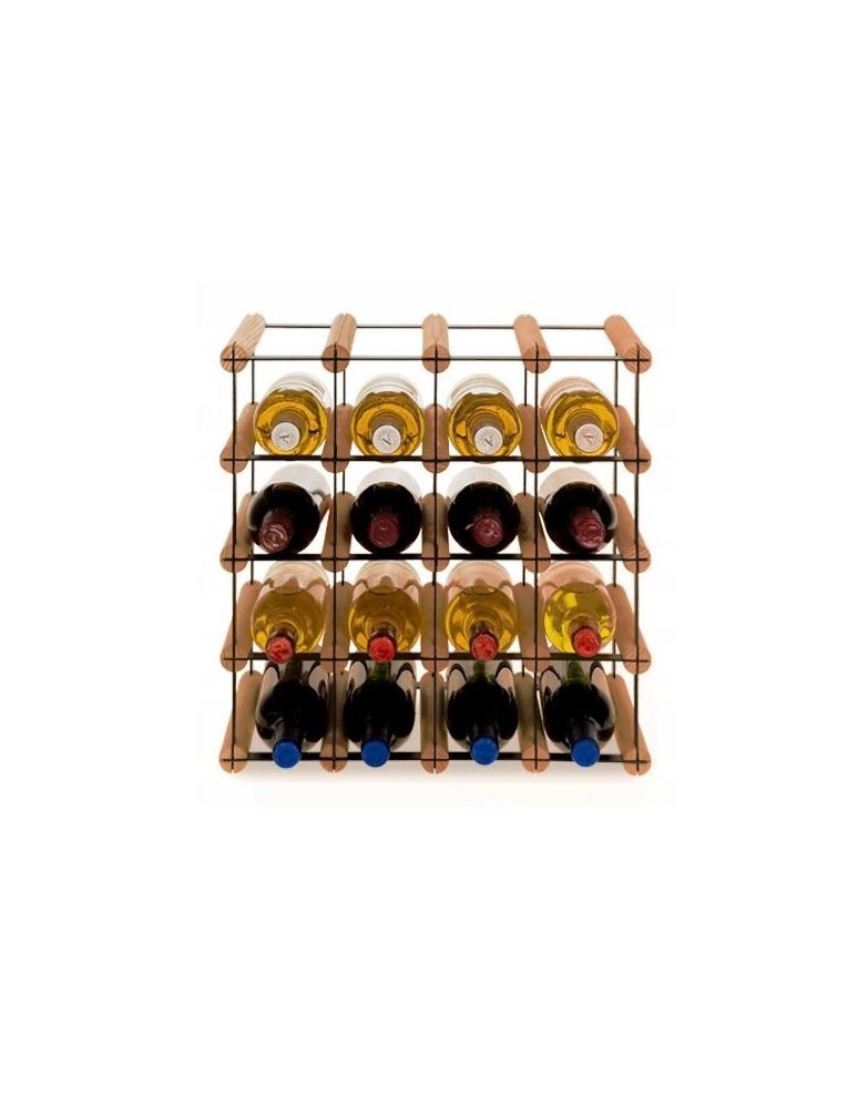 Regały na butelki szklane/PET RW-8  Przechowywanie alkoholu w domu - Stojak · 16 butelek RW-8 4x4 czerń·brąz - produkt MODO24.PL 1