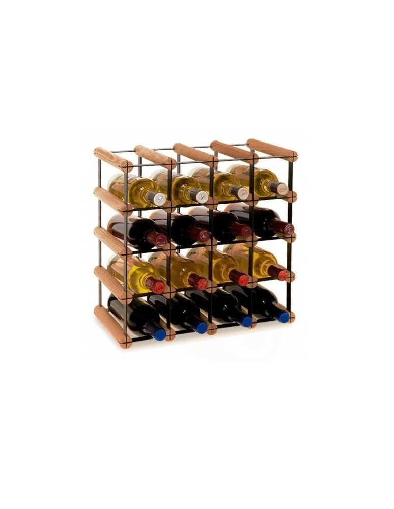 Regały na butelki szklane/PET RW-8  Przechowywanie alkoholu w domu - Stojak · 16 butelek RW-8 4x4 czerń·brąz - product MODO24.PL 2