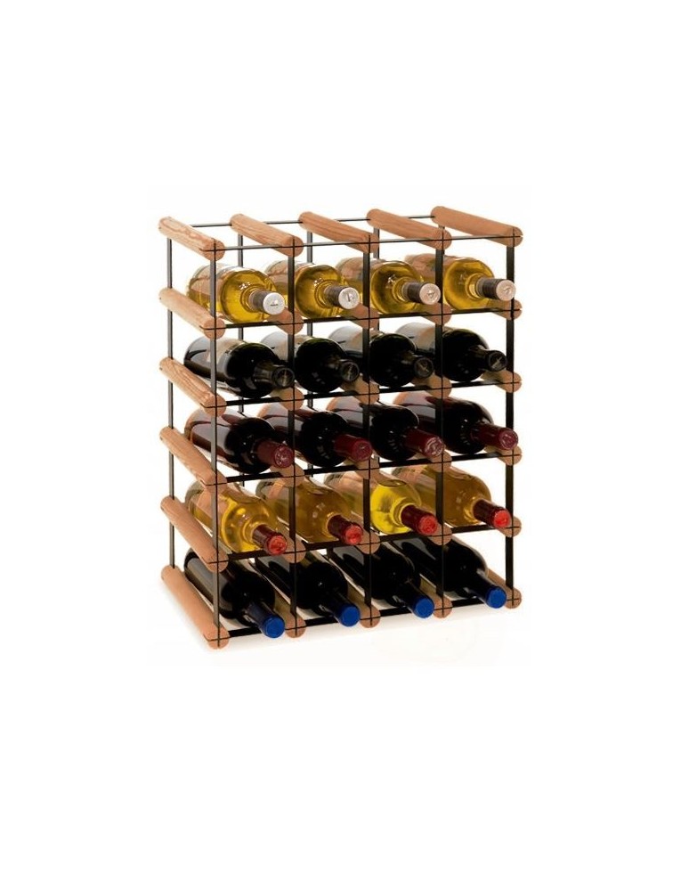 Regały na butelki szklane/PET RW-8  Przechowywanie alkoholu w domu - Stojak · 20 butelek RW-8 4x5 czerń·brąz - produkt MODO24.PL 1