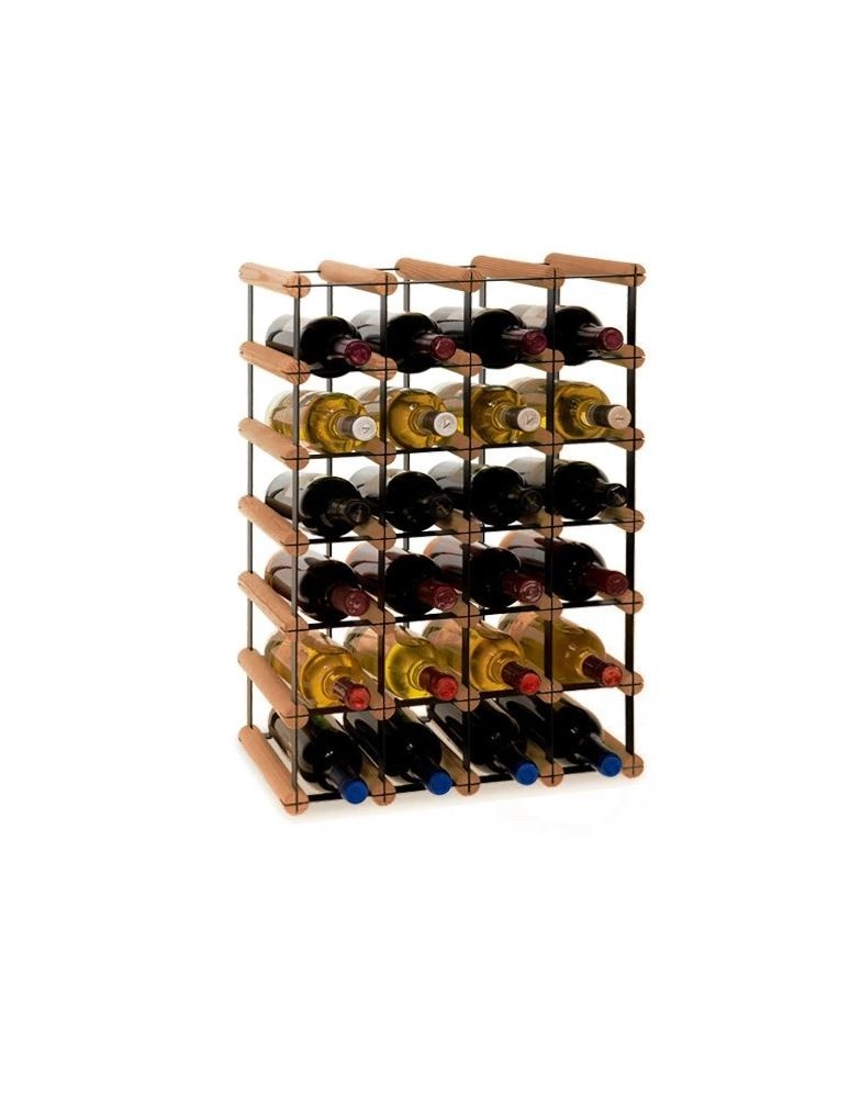 Regały na butelki szklane/PET RW-8  Przechowywanie alkoholu w domu - Stojak · 24 butelki RW-8 4x6 czerń·brąz - produkt MODO24.PL 1