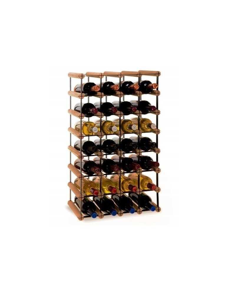 Regały na butelki szklane/PET RW-8  Przechowywanie alkoholu w domu - Stojak · 28 butelek RW-8 4x7 czerń·brąz - produkt MODO24.PL 1