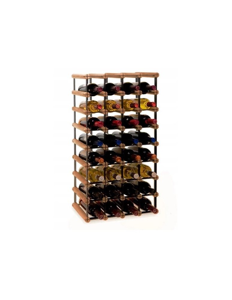 Regały na butelki szklane/PET RW-8  Przechowywanie alkoholu w domu - Stojak · 32 butelki RW-8 4x8 czerń·brąz - produkt MODO24.PL 1