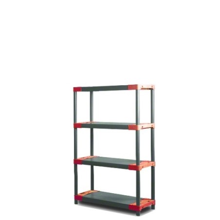 Regał plastikowy TYTAN-4 czerwony · 138x70x46 · Nośność półki 160 kg