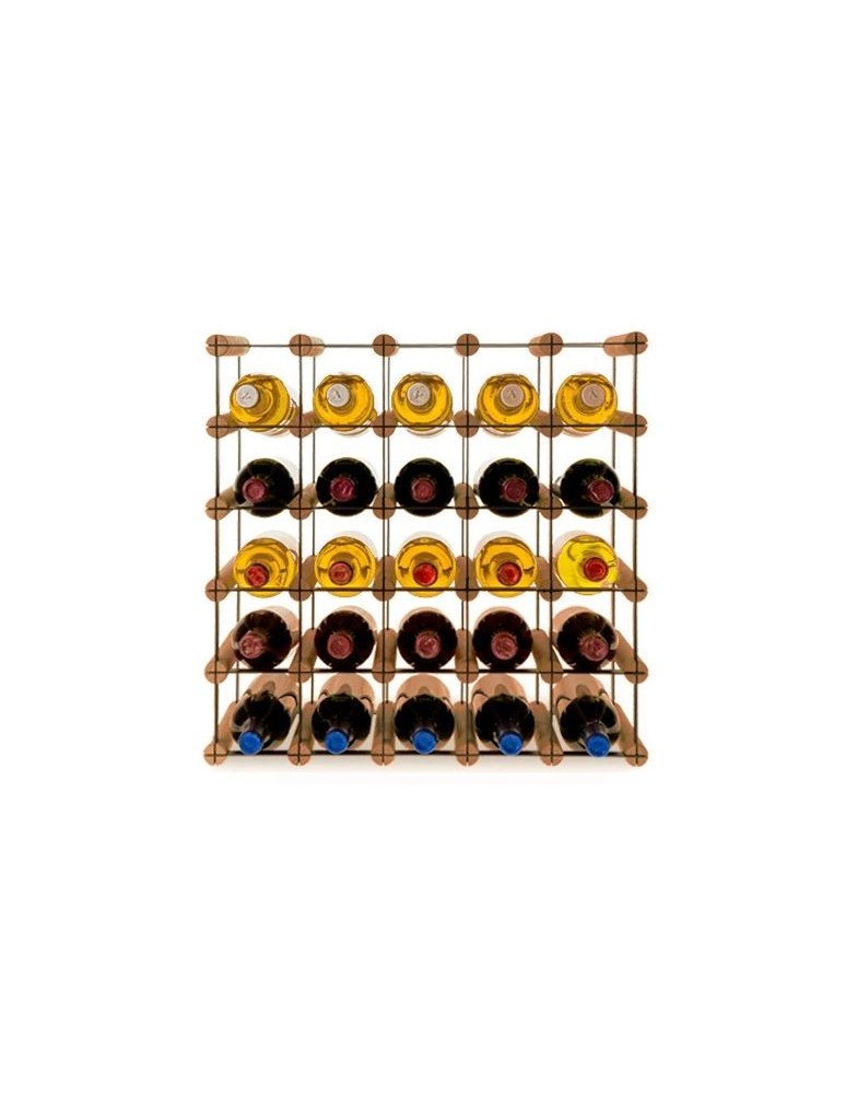 Regały na butelki szklane/PET RW-8  Przechowywanie alkoholu w domu - Stojak · 25 butelek RW-8 5x5 czerń·brąz - produkt MODO24.PL 1