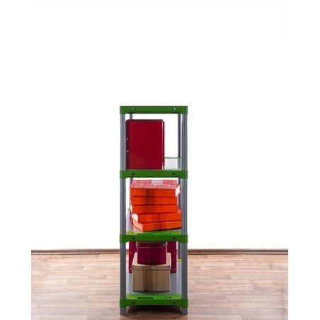 Regał plastikowy TYTAN-4 czerwony · 138x90x46 · Nośność półki 160 kg