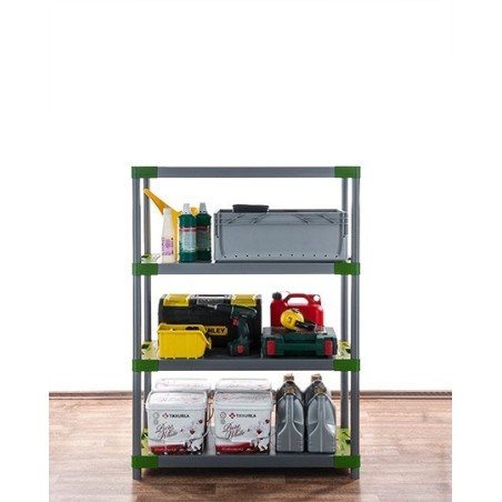 Regał plastikowy TYTAN-4 czerwony · 138x90x46 · Nośność półki 160 kg