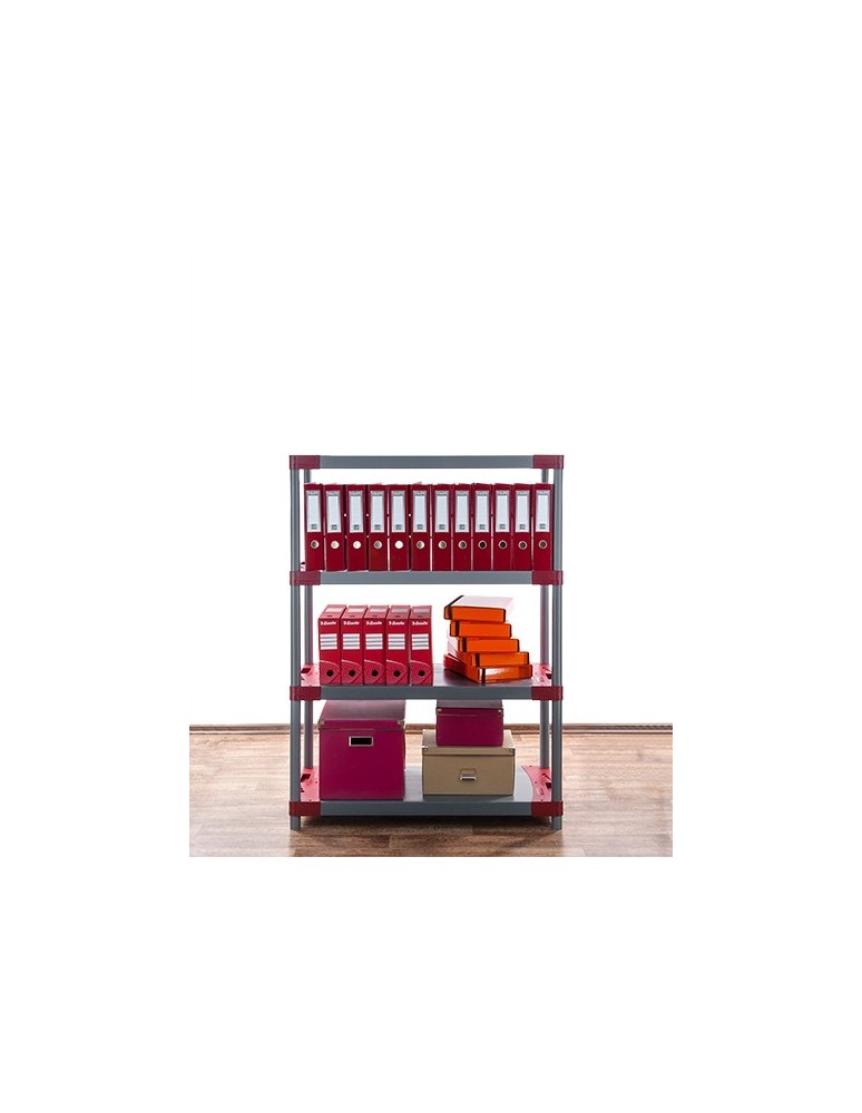 Tytan-4 - Regał plastikowy TYTAN-4 czerwony · 138x90x46 · Nośność półki 160 kg - product MODO24.PL 3