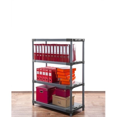 Regał plastikowy TYTAN-4 czerwony · 138x90x46 · Nośność półki 160 kg