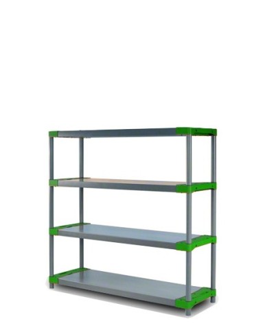 Regał plastikowy TYTAN-4 zielony · 138x130x46 · Nośność półki 100 kg