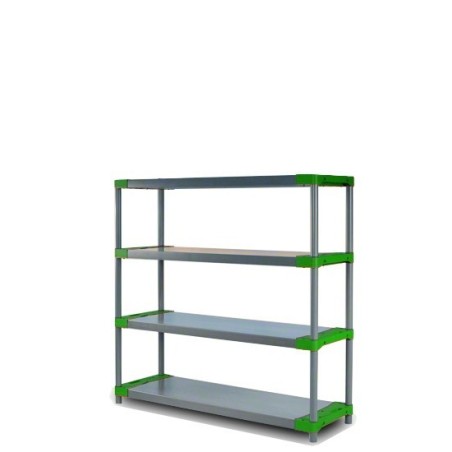 Regał plastikowy TYTAN-4 zielony · 138x130x46 · Nośność półki 100 kg