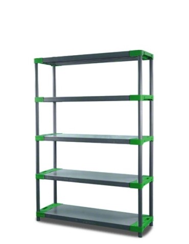 Regał plastikowy TYTAN-5 zielony · 180x110x46 · Nośność półki 160 kg