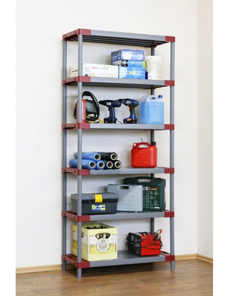 Jupiter-6 - Regał plastikowy Jupiter-6 222x80x46 czerwony - product MODO24.PL 3