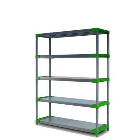 Regał plastikowy TYTAN-5 zielony · 180x120x46 · Nośność półki 160 kg