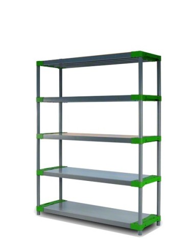 Regał plastikowy TYTAN-5 zielony · 180x150x46 · Nośność półki 100 kg
