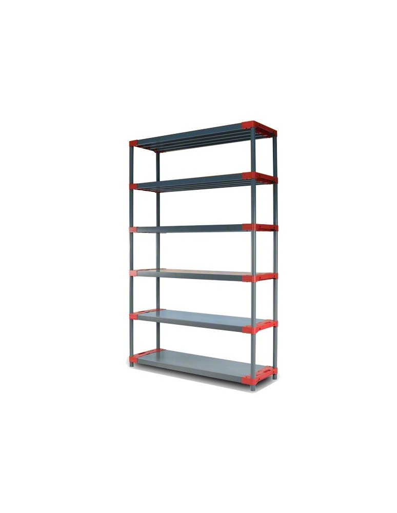 Tytan-6 - Regał plastikowy TYTAN-6 · szaro-czerwony · 222x140x46 · Nośność półki 100 kg - produkt MODO24.PL 1