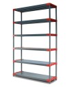Regał plastikowy TYTAN-6 · szaro-czerwony · 222x140x46 · Nośność półki 100 kg