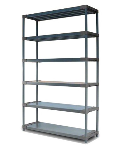 Regał plastikowy TYTAN-6 · szary · 222x150x46 · Nośność półki 100 kg