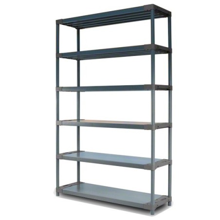Regał plastikowy TYTAN-6 · szary · 222x150x46 · Nośność półki 100 kg
