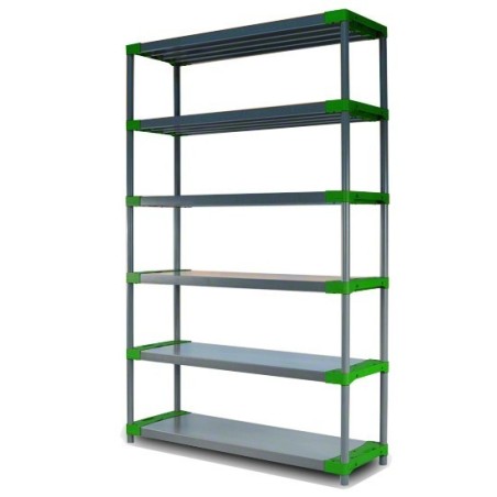 Regał plastikowy TYTAN-6 · szaro-zielony · 222x150x46 · Nośność półki 100 kg