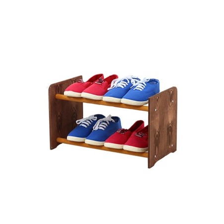 Regał na buty RBS-2-45 · boki dekor brązowy · drążki w kolorze olchy