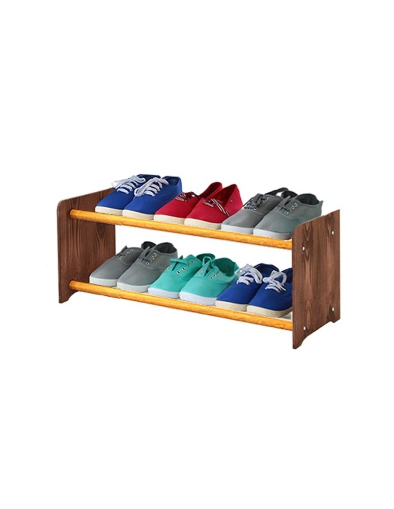 Regały na buty/ szafki otwarte RBS - Regał na buty RBS-2-65 · ciemno brązowe boki (dekor) · olchowe drążki - produkt MODO24.PL 1