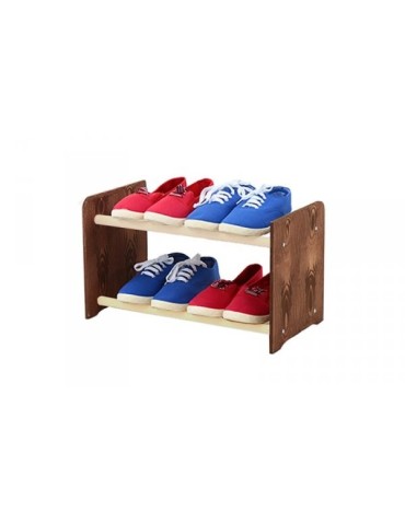 Regał na buty RBS-2-45· białe drążki · boki dekor ciemnobrązowy