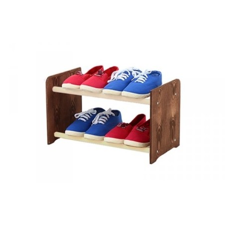 Regał na buty RBS-2-45· białe drążki · boki dekor ciemnobrązowy