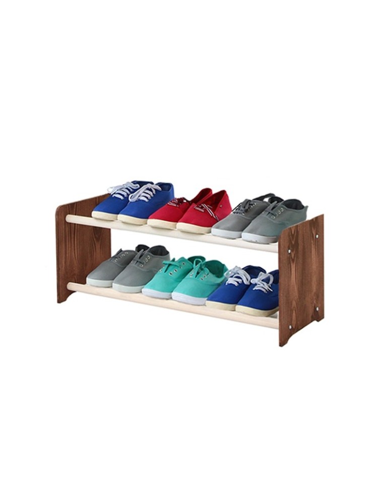Regały na buty/ szafki otwarte RBS - Regał na buty RBS-2-65 · boki w dekorze ciemnobrązowym · białe drążki - produkt MODO24.PL 1