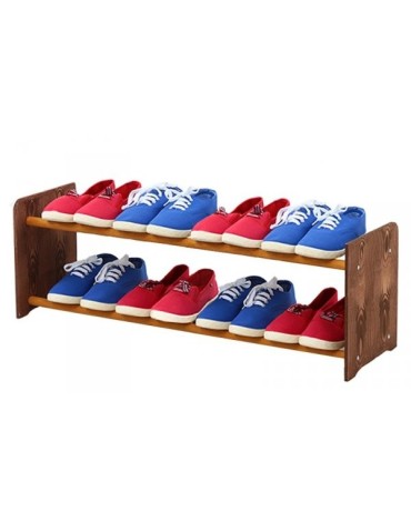 Regał na buty RBS-2-90 · boki w dekorze ciemnografitowym · drążki w kolorze olchy