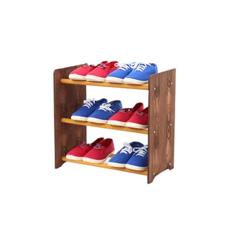 Regał na buty RBS-3-45 · boki w dekorze ciemnobrązowym · drążki w kolorze olchy