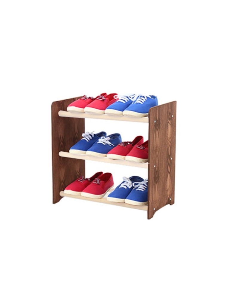 Regały na buty/ szafki otwarte RBS - Regał na buty RBS-3-45 · boki w dekorze ciemnobrązowym · białe drążki - produkt MODO24.PL 1