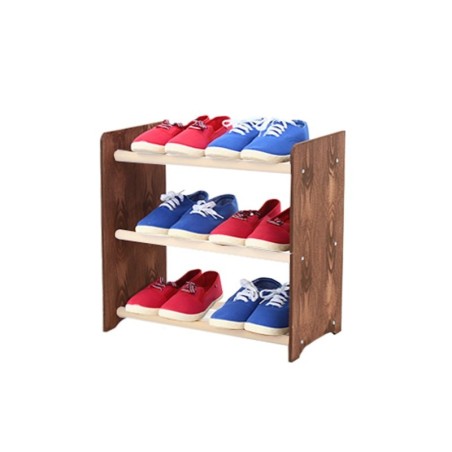 Regał na buty RBS-3-45 · boki w dekorze ciemnobrązowym · białe drążki