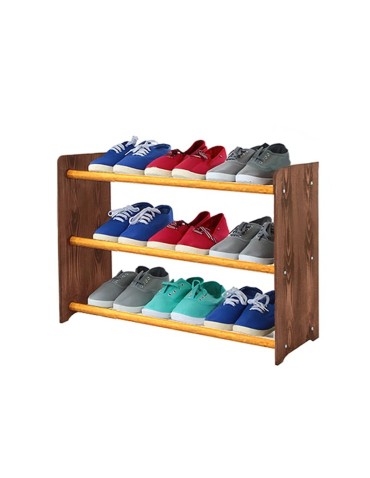Regał na buty RBS-3-65 · boki w ciemnobrązowym dekorze · drążki w kolorze olchy