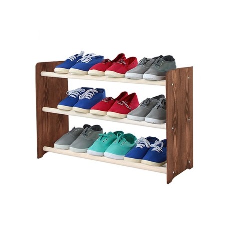 Regał na buty RBS-3-65 · Boki brązowy dekor · drążki w kolorze białym