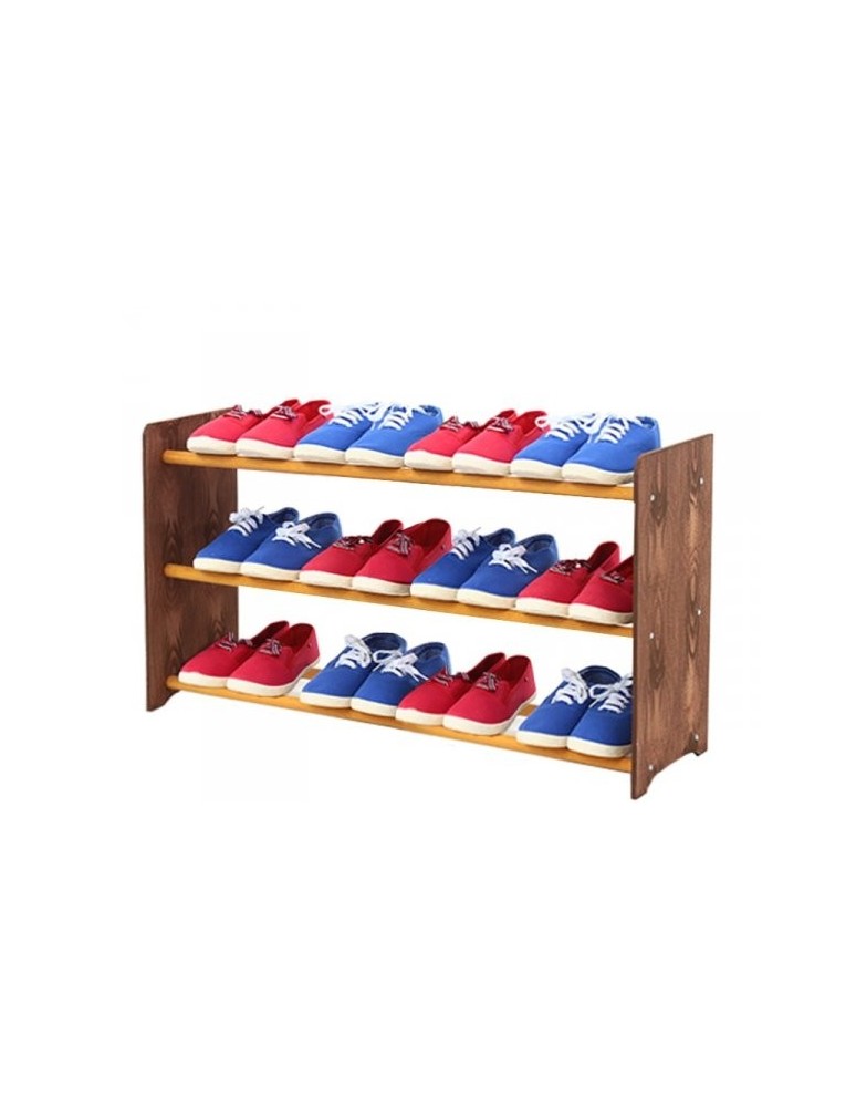 Regały na buty/ szafki otwarte RBS - Regał na buty RBS-3-90 · brązowe boki MDF(dekor) · drążki w kolorze olchy - produkt MODO24.PL 1