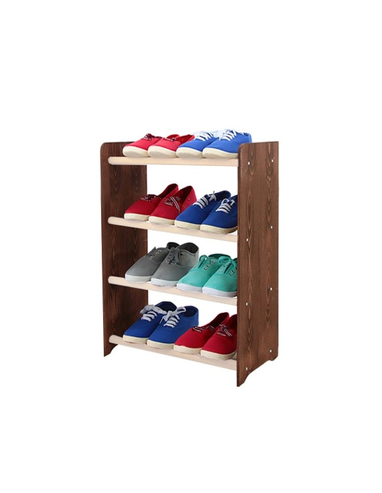 Regały na buty/ szafki otwarte RBS - Regał na buty RBS-4-45 · boki w dekorze ciemnobrązowym · białe drążki - produkt MODO24.PL 1