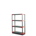 Regał plastikowy TYTAN-4 czerwony · 138x60x46 · Nośność półki 160 kg