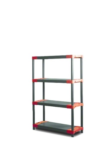 Regał plastikowy TYTAN-4 czerwony · 138x60x46 · Nośność półki 160 kg