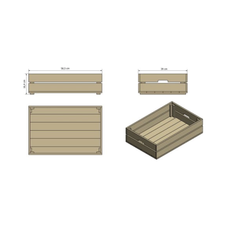 Skrzynka sosnowa SD-2-60x40 surowa