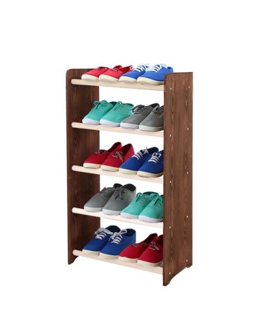 Regał na buty RBS-5-45 · boki ciemnobrązowy dekor · białe drążki