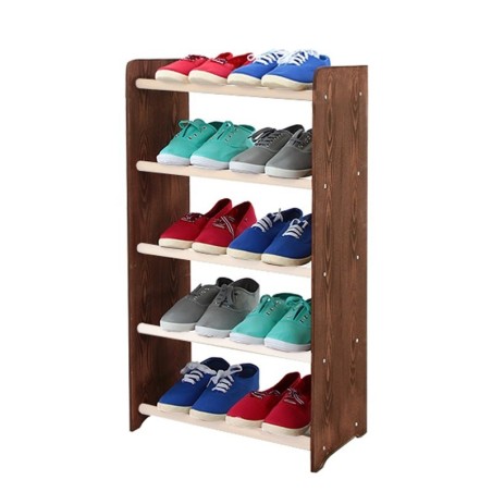 Regał na buty RBS-5-45 · boki ciemnobrązowy dekor · białe drążki